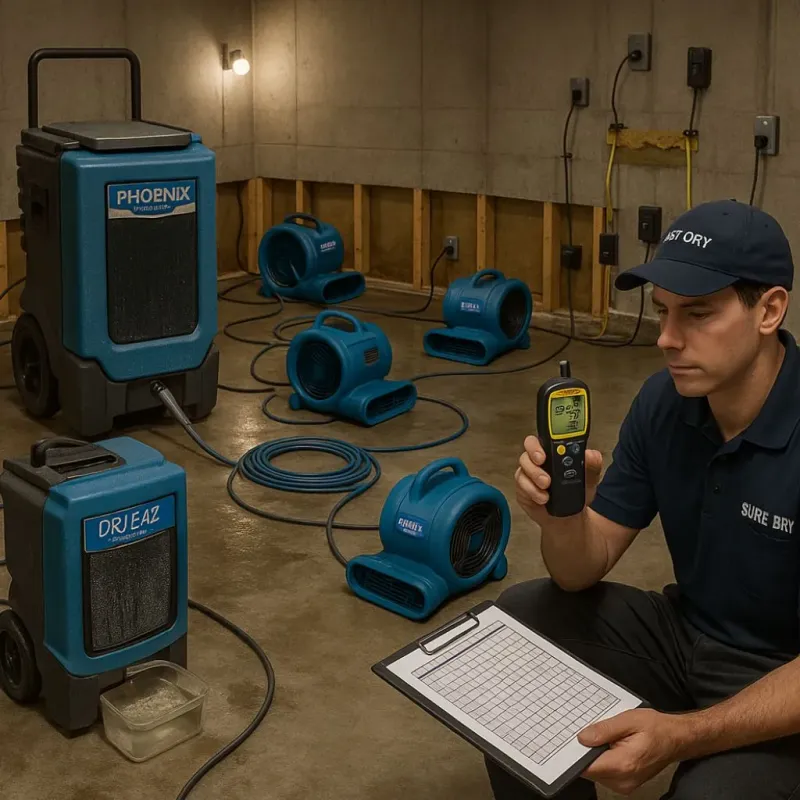 Structural Drying and Dehumidification process in Mediapolis, IA